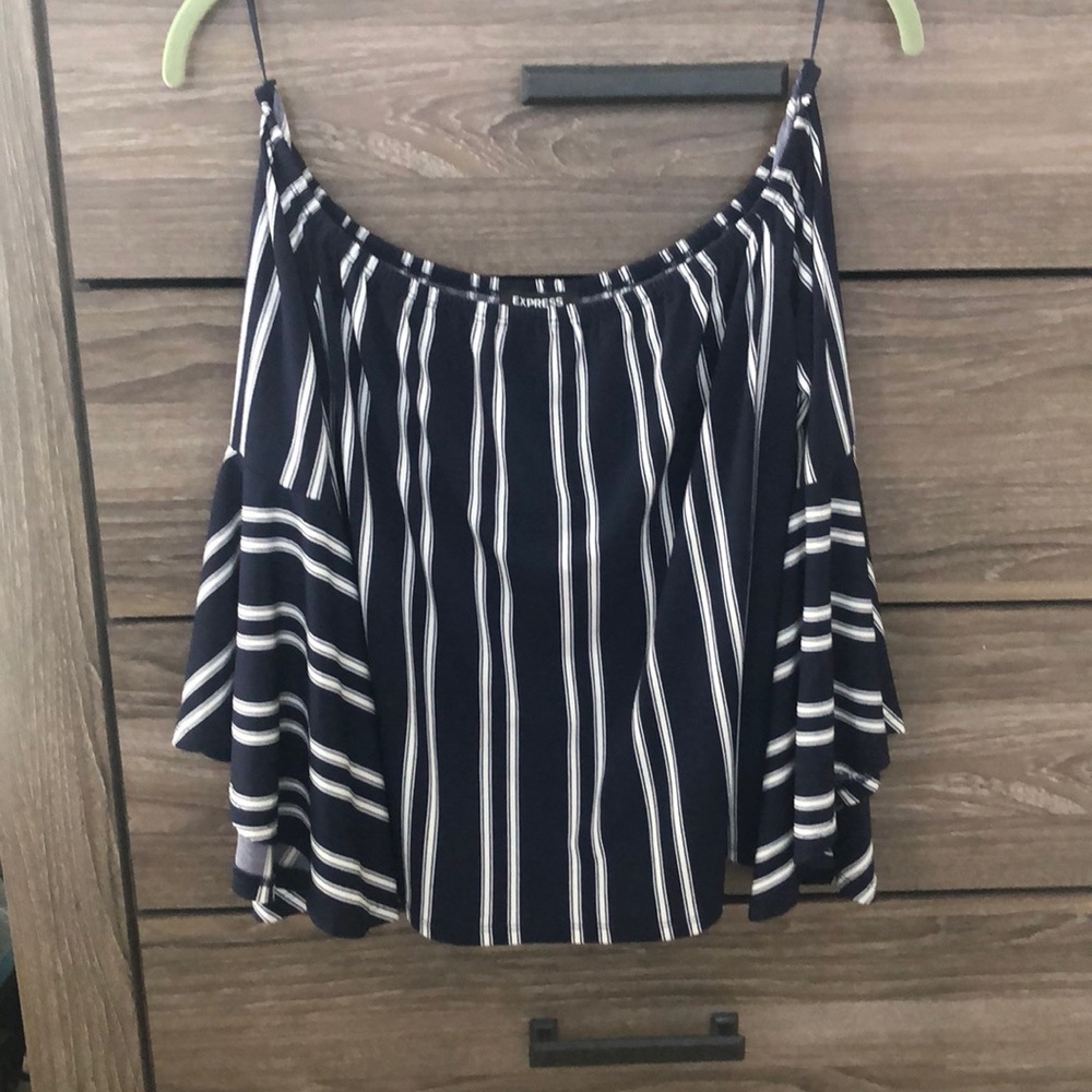 Express navy/white off the shoulder top